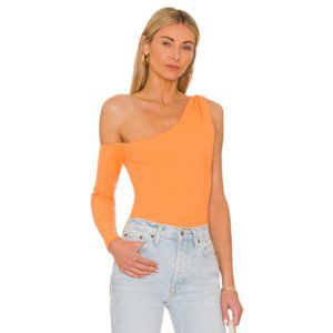 Camila Coelho Dawn Bodysuit in Orange Asymetrical 1 Piece NWT Size Large